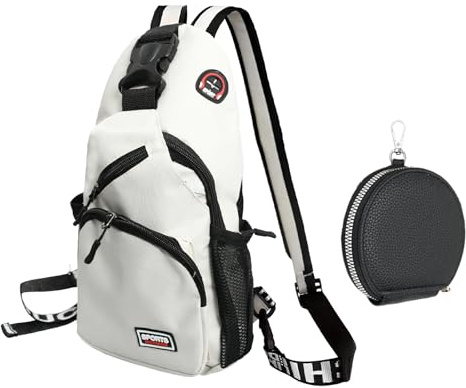 Godneei Wasserdichte Brusttasche für Damen und Herren, Kleiner Rucksack, Slingbag mit Großem Fassungsvermögen und Kleines Portemonnaie, Coin Purse, Ideal für Reisen, Wandern und Alltag