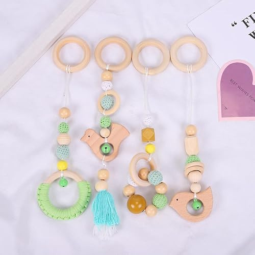 Xiyocadt 4 Stück Baby Spielbogen Anhänger, Baby Gym Spielzeug Charms Anhänger,Spielbögen,für Autositze, Kinderwagen und Autositzspielzeug (30cm,Grün)