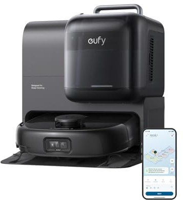 eufy Omni E28 HydroJet Saugroboter mit Wischfunktion, tragbarer Tiefenreiniger, 20.000Pa Turbo-Saugkraft, All-in-One-Station, für Tiere & Kinder. (Generalüberholt)