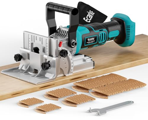 Ecarke Cordless Biscuit Joiner Compatible with Makita 18V Battery,Plate Joiner Kit Includes 80 wafers & Dust Bag, 11000RPM, 0-90° Cutting, 6 Depth Settings, for Woodworking & Furniture Making