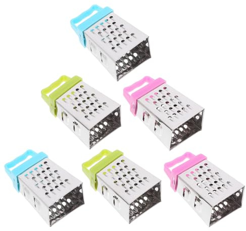 LIFKOME Mini Rallador De Queso Y Verduras Ralladores Inoxidables De Cocina Con Caras Para Cortar Rallar Y Triturar Colores Azul Verde Y Rosa Herramienta Para Uso 6 Piezas X 5