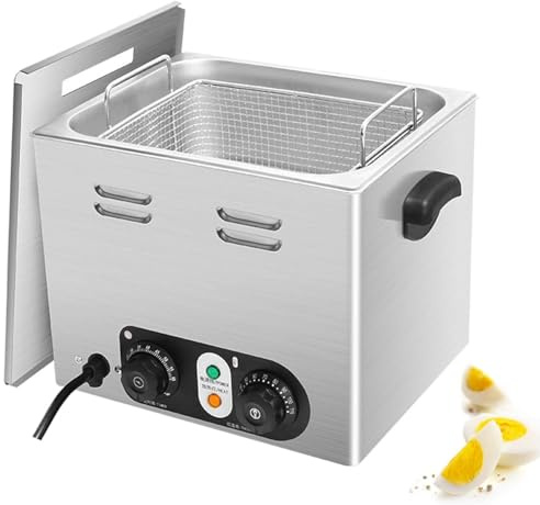 HYYKEJI Cuiseur à œufs Commercial 2600 W, cuiseur en Acier Inoxydable, avec Panier en Filet, contrôle de température de 30 °C à 110 °C, Peut Cuire 45 œufs à la Fois, pour Restaurants et hôtels.