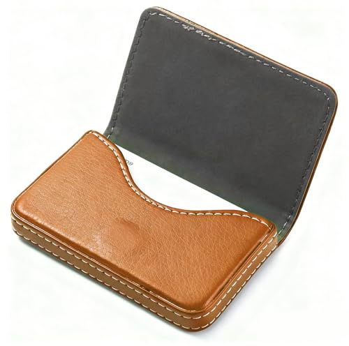 GrueGard Porta Tarjetas de Visita, Cuero PU Estuche Caja (Beige, Slim*1)