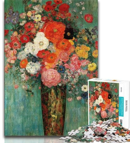 Puzzles pour Adolescents 1000 pièces Fleurs dans Un Vase, Jeu Stimulant et Jeu Familial avec des pièces de Formes aléatoires entièrement emboîtables (75x50cm)