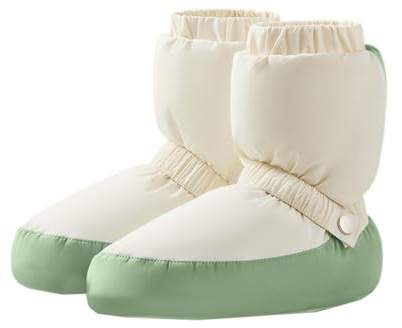 Hixingo Botas Calentamiento Ballet, 34-45 Zapatillas de Ballet Mujer Invierno Cálidas Botas de Calentamiento Ballet Gomas de Sujeción para Práctica de Baile (S,Beige Verde)