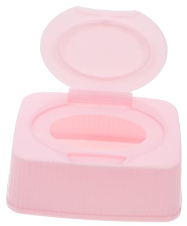 Feuchttuchhalter aus Pp, Rosa, Rechteckig, Tragbar, Staubdicht | Babywipes und Baumwollpads, für Büro und Zuhause, Süßes Design, 1 Stück