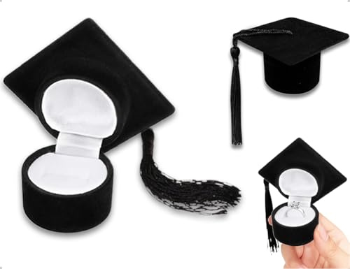 OHYANYAO Ringlåda, möhippor hattsmycken, ring, dekoration, hattdesign med tofsar, för grundskoleexamen, gymnasier och högskolestudenter (svart)