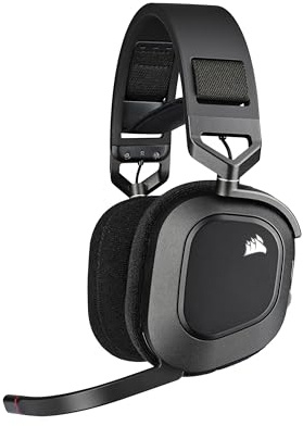 Corsair HS80 RGB Wireless Multiplatform Gaming Headset - Dolby Atmos - Lightweight Comfort Design - Broadcast Quality Microphone - iCUE Compatible - PC, Mac, PS5, PS4 - Black