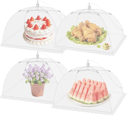 Promaxstar Couvre-plat en maille, grand filet de protection pour aliments, collapsible, filet à moustiquaire dépliable, couvre-gâteau, couvre-fruits, parapluie pour le stockage des plats en extérieur