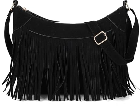 AFKOMST Women’s Fringe Crossbody Bag, Faux Suede Shoulder Bag with Adjustable Strap, Lightweight Everyday Handbag for Casual & Travel Use