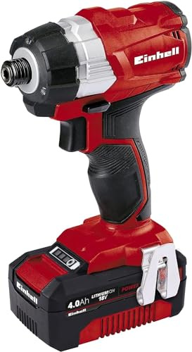 Einhell Cordless Impact Driver With Battery And Charger 18V Power X-Change, 180Nm, Brushless Motor, 18V, 2900 RPM, 1/4 Hex Bit Mount, LED Light, Battery Powered Impact Drill Set TP-CI 18 Li