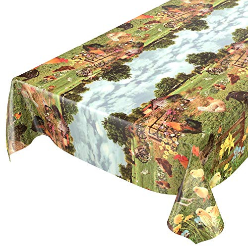 ANRO Vaxduk vaxduk bordsduk land by gård bondgård 240 x 140 cm kantad