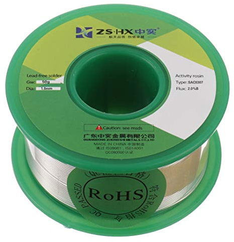 ZSHX Fil de soudure sans plomb Sn99% Ag0.3% Cu0.7% Colophane fil de soudure pour la soudure électrique (1.0mm 50g)