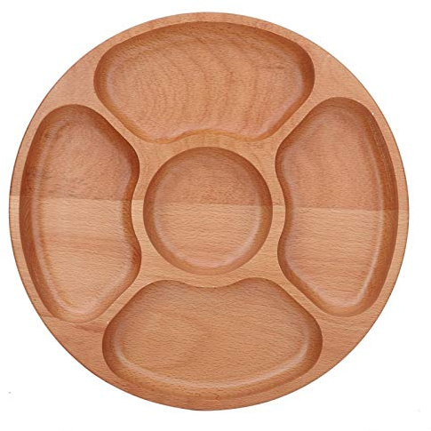 HERCHR Compartment Tray,11.8inch Serving Dishe Platter with 5 Sections, Snack Tray Party Food Platter Plates Serving Tray Serving Platter Reusable Serving Tray for Chips and Dip, Veggies, Candy