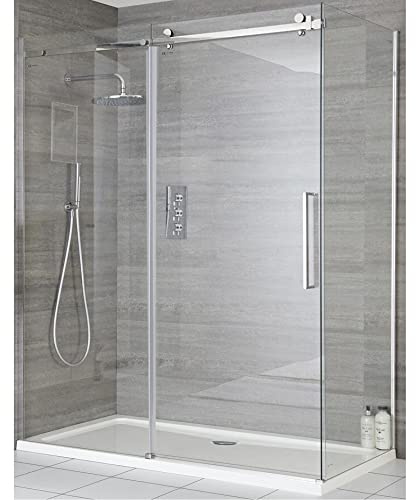 MILANO 1200mm Chrome Frameless Sliding Shower Enclosure Door 900mm Panel