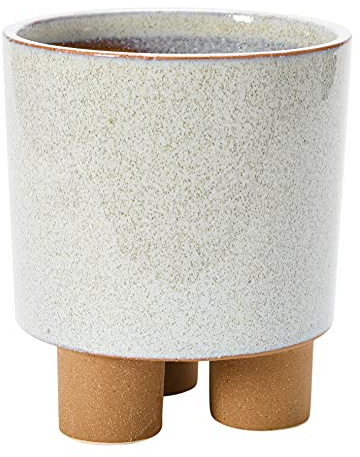 Creative Co-Op Stoneware w Feet, White Reactive Glaze Planter Pot