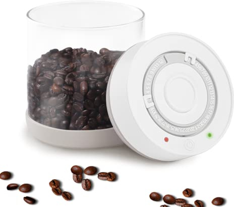 Minidiva Smart Vacuum Storage Container, Auto Detect & Pump, Date Display, Airtight Food Containers Coffee Storage Jars Glass, Innovative Vacuum Sealed Canister for Coffee Bean & Sugar, Tea, 600ml