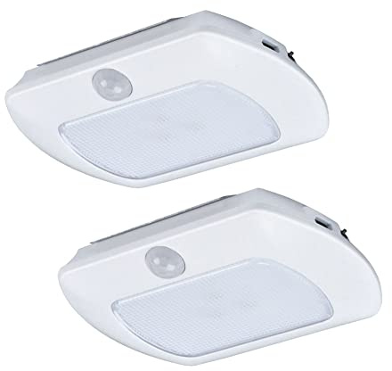 Good Earth Lighting LED Rechargeable Puck Light - 2-Pack, White, Motion Sensing, Magnet, 4000K, 50 Lumens Each, USB Charging Cord Included, 30,000 Hour Rated Lamp Life