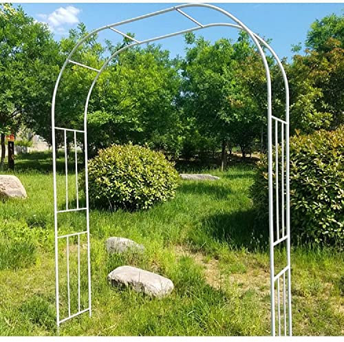 Metall Rosenbogen Tiefe 40 cm Höhe 240 cm breit 120/150/200 cm Gartenbogen Rankhilfe Torbogen massivem Rankgitter Gartentor wetterfest (B210 x H240cm, Weiß)