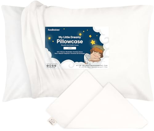 Cubierta de Almohada para niños KeaBabies, algodón orgánico - 35x51 cm niños, niñas, Suave y Cubierta Duradero Almohadas Dormir en Miniatura, Colores Lindos (Soft White)