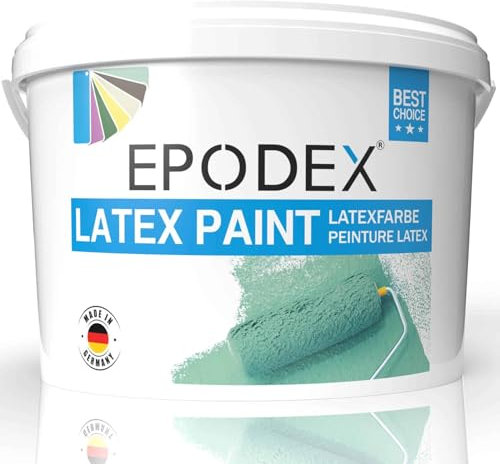 EPODEX® Peinture au latex mat | Résistant à l'abrasion, lavable, résistant, faible odeur, haut pouvoir couvrant, 45 couleurs blanc polaire multicolore, 1 à 50 kg