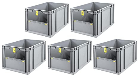 SparSet 5x Eurobox NextGen Insight Cover | HxBxT 32x40x60 | 65 Liter | Hoch/Gelb | Eurobehälter, Transportbox, Transportbehälter, Stapelbehälter