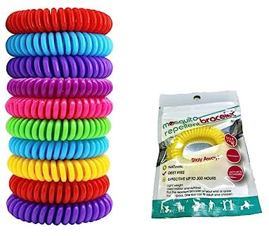 10PCS Mosquito Repellent Bracelet, Anti Mosquito Repellent Bands Waterproof Non-Toxic Protection,Multi Coil Deet Free,Individual Package for Baby Kids Adults Outdoor Camp Travel
