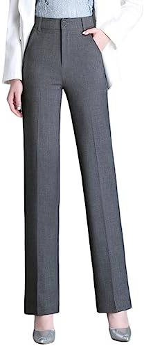 e-girl Pantalon Femme Taille Haute Droit Costume,Gris foncé,34W