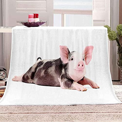 okoikfc Coperta Pile 180 x 200 cm Maiale, Coperta 3D Animale Coperte per Adulti/Matrimoniale, Plaid Pile in Flanella Morbida Caldo per Letto e Divano