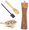 Macinapepe, Set Macina Sale e Pepe con Cucchiai e Spazzole, Macina Pepe in Acciaio Inossidabile, Macina Sale Regorabile in Ceramica Macina Sale e Pepe in Legno, Altezza 22cm, Diametro del Fondo 5,5cm