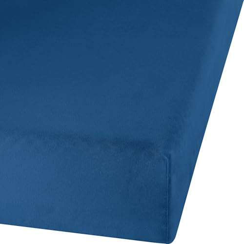 Erwin Müller Spannbettlaken, Spannbetttuch Erlangen Fein-Biber dunkelblau Größe 180x200-200x200 cm - warm und kuschelig, bügelfrei, mit Rundumgummi (weitere Farben,Größen)