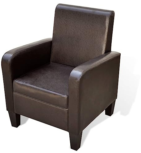 ZQQLVOO Lesestuhl Fernsehsessel Gemütlicher Sessel Clubsessel Lounge Cocktail Sessel Braun Kunstleder Geeignet für Wohnzimmer Schlafzimmer Esszimmer