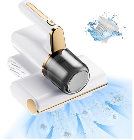 MELLYD Aspirateur Matelas Anti Acariens, éLimine 99,9% des BactéRies, AllergèNes, Acariens Nettoyant Matelas avec LumièRe UV Et Vibration Aspirateurs à Main pour Le Nettoyage,White