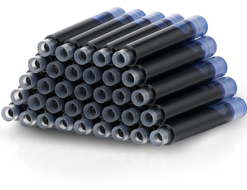 Amaxiu Lot de 36 cartouches d'encre bleues 3.4 mm pour stylos plume, recharges d'encre pour stylo plume, diamètre d'alésage standard international, cartouches d'encre rechargeables (bleu)