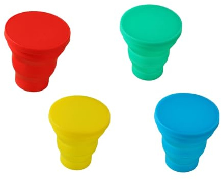 Acrylic 4 faltbare Becher aus Silikon,tragbarer Becher,Faltbare Silikon-Becher,zusammenklappbarer Reisebecher mit Deckel,wiederverwendbar 170 ml,FüR Outdoor Camping Picknick Wandern Reisen