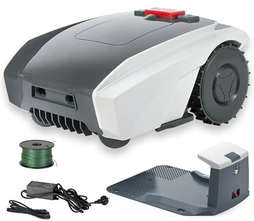 Naturalpowev Cortacésped automático, cortacésped eléctrico autopropulsado con aplicación Bluetooth y Cable delimitador, autocarga, Corte de Caminos Paralelos, Cubre hasta 1/3 Acre