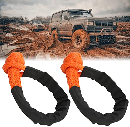 2 Stück Synthetische Weiche Schäkel-Bergungsseile, Starke Abschleppschäkel, 21 Tonnen Bruchfestigkeit, Flexible Leichte Seilschäkel für LKW-SUVs, Offroad-Fahrzeuge