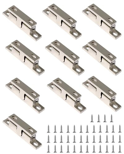 10 Stück Kugelschnäpper 49 mm Verstellbaren Doppelkugelschnäpper Schrankschnäpper mit 40 Schrauben Schrankmagnete Möbelschnäpper für Terrassentür,Schränke,Kleiderschränke,Schubladen