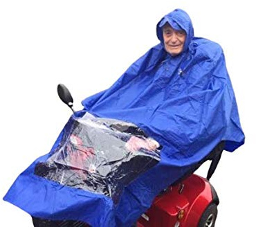 Mobility Scooter Riders Raincoat Poncho, Blue (Royal Blue)