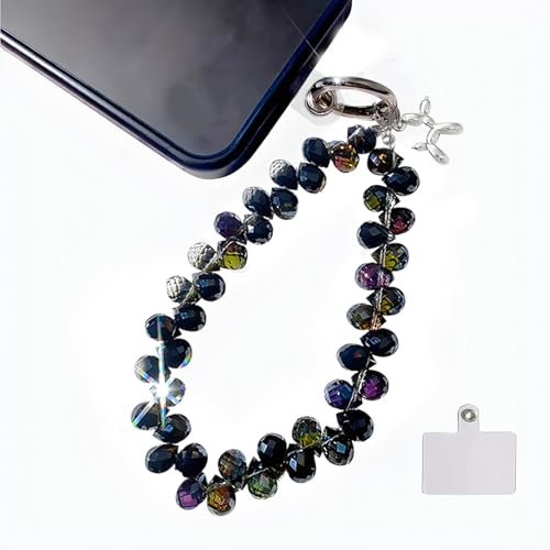 Yamobi Handykette Kurz, Phone Charm Perlenkette, Glitzer Handyanhänger, Anhänger für Handyhüllen,Schlüsselanhänger-Armband für Kamera,Schlüsselanhänger
