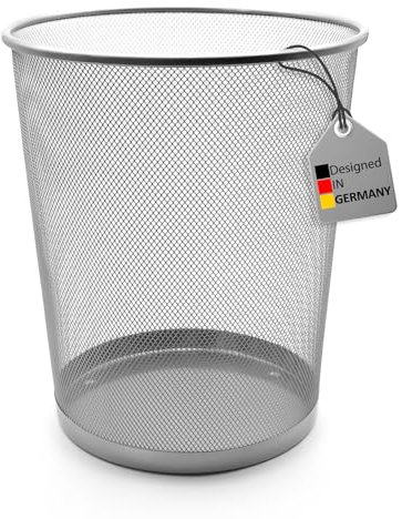 BigDean Papierkorb Mülleimer Büro silber 20L Draht – vielseitiger Mülleimer