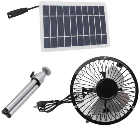 Soldriven utomhusfläkt – vikbar 10 W kylfläkt med solpanel | teleskopisk solfläkt med USB-laddning för camping, vandring, fläkt