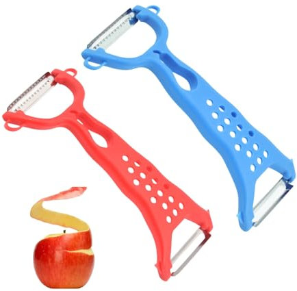 yezhouyezhou - Cortador de frutas y verduras de doble cara, pelador multifuncional de acero inoxidable - Julienne cortador de frutas y verduras con mango ergonómico rallador multifuncional de doble