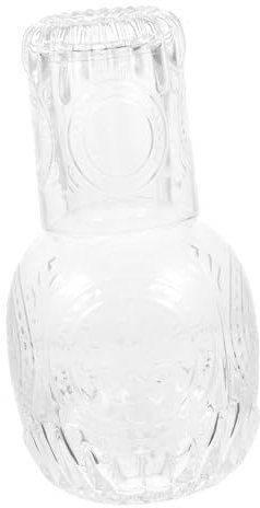 Cabilock Juego de Jarra de Agua de Vidrio y Tazas de 2 Piezas Grande Transparente Material de Vidrio para de Frutas y Helado Accesorios Hogar Cocina y Comedor