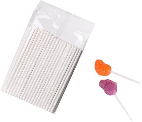 FEZTGVOFA 100 Pcs Cake Pop Sticks, Cakes Topper Sticks, Cakes Pop Kit Tools, Lolly Pops Stickss Paper Rods, Lollipops Stickss, for Making Lollipops, Candies, Chocolates, Cookies and Dessert(10cm)