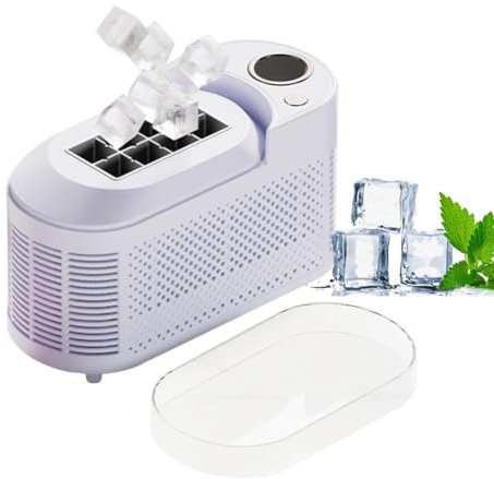 Portable Ice Maker Countertop, 2025 New Self-Cleaning Ice Cube Makers with Basket and Tweezer, 8 Cubes in 10-15 Mins, 12KG Daily Capacity, Ideal for Home Camping and RVs