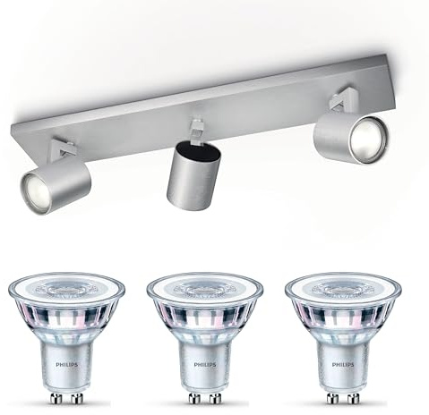 Philips Runner Aufbaustrahler (Aluminium) - 3-Flammig - Nicht dimmbar | Deckenstrahler - GU10 - Warmweiß