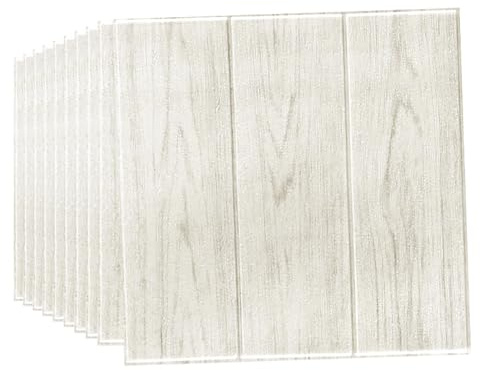 Tarwanear 40PCS White Oak Wooden Panel Peel and Stick 3D Wall Panels 35×35cm Self Adhesive Wall Tile Stickers Waterproof Removable Home Decor for Kitchen Bathroom Ceiling