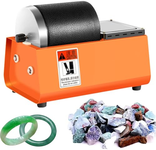 Gemstones Lucidatrice, Rotary Rock Tumbler con barilotto in gomma a tenuta stagna e riduzione del rumore + trazione a doppia ruota, bicchiere elettrico per cristalli, pietre, vetro, metallo