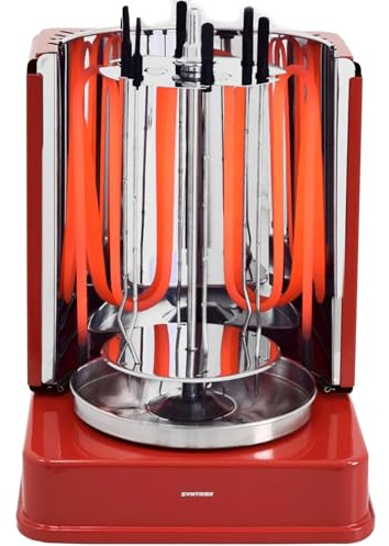 Syntrox Dönergrill Quandira 1400W - Rotisserie Grill für Döner, Hähnchen, Fisch & Gemüse - Gyrosgrill mit 6 Drehspießen - Elektrischer Drehgrill für Zuhause - Komplettset mit Zubehör